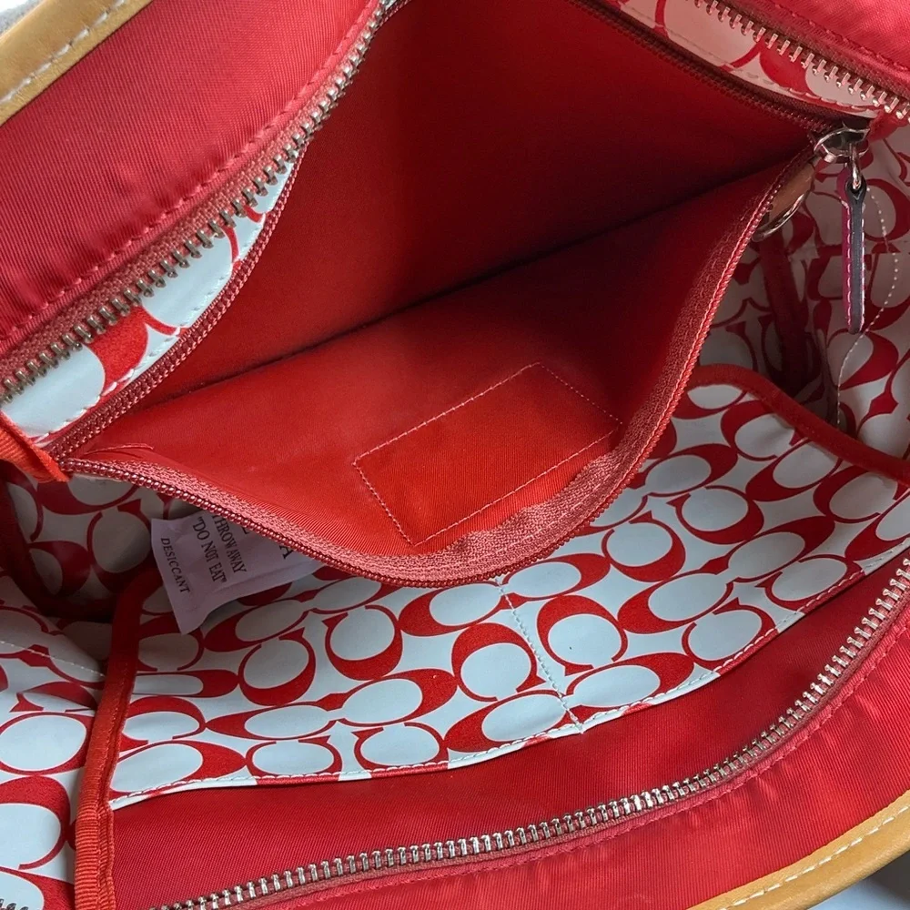 Coach Hampton Vintage‎ Nylon Vibrant Red Orange Tote Bag